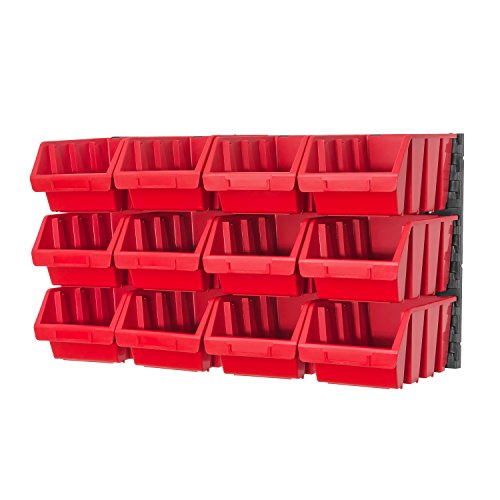 14 teiliges Wandregal Lagerregal Regale inkl. Stapelboxen Gr. 3 rot