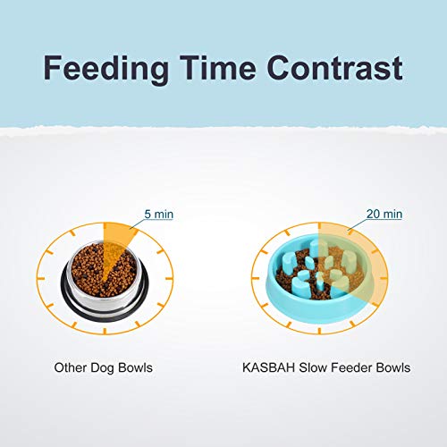 KASBAH Slow Feeder Dog Bowl, Anti-Gulping Dog Food Bowls Non-Toxic Eco Friendly Maze Dog Bowl for Small/Medium Dogs, Blue
