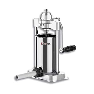 KITCHENER-Elite-Super-Heavy-Duty-Commercial-10-lbs-Stainless-Steel-Sausage-StufferFillerMaker-Includes-3-34-78-1-14-Dia-Stuffing-Tubes-Best-use-for-Butchers-Delis-Home-Kitchen Kitchener Sausage Stuffer, Stainless Steel Sausage Maker with 3 Size Professional Filling Nozzles, 10 lbs Sausage Filler…