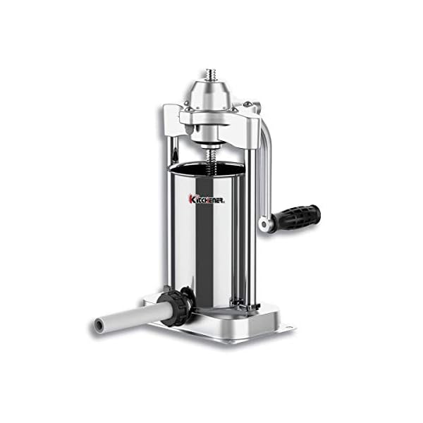 KITCHENER-Elite-Super-Heavy-Duty-Commercial-10-lbs-Stainless-Steel-Sausage-StufferFillerMaker-Includes-3-34-78-1-14-Dia-Stuffing-Tubes-Best-use-for-Butchers-Delis-Home-Kitchen Kitchener Sausage Stuffer, Stainless Steel Sausage Maker with 3 Size Professional Filling Nozzles, 10 lbs Sausage Filler…