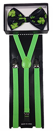 Fourseasonstore Unisex's Bow Tie & Suspender Sets (CLOVER)