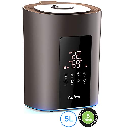 COLZER Top Tank Filling 5L Cool Mist Ultrasonic Humidifier with Adjustable Mist Mode for Bedroom Home Baby Kids Whisper-Quiet LED Display Auto Shut-Off Essential Oil Diffuser 5L/1.3 Gallon 110V COLZER Top Tank Filling 5L Cool Mist Ultrasonic Humidifier with Adjustable Mist Mode for Bedroom Home Baby Kids Whisper-Quiet LED Display Auto Shut-Off Essential Oil Diffuser 5L/1.3 Gallon 110V