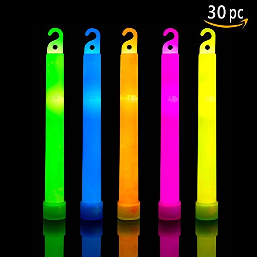 30 Pack Ultra Bright Glow Sticks - Bulk Pack Industrial Grade - 6 Inch Waterproof Glow Stick - Party Glow Light With 12 Hour Duration - Mixed Colors With 30 Strings Included - Bend, Shake to Activate