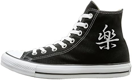 ITHOMS Unisex High Top Shoes Chinese Characters Happy Canvas Sneaker 38 Black