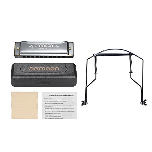 image for ammoon H1004 Portable Blues Harmonica Standard 10 Hole 20 Tone Harmoni