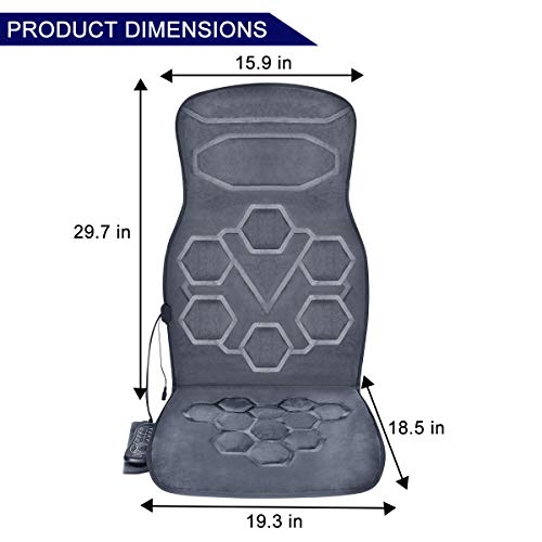 Relief Expert Back Car Seat Massager Cushion Chair Pad with Heat 10 Vibrating Motors for Office Auto Home