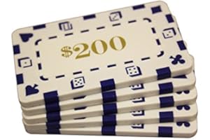 MRC 5 Pcs Rectangular Poker Chips Plaques $200 White