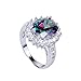 YAZILIND Lady's Silver Plated Flower Shape Cubic Zirconia Multicolor Women Ring size7