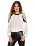Verdusa Women's Sexy Cold Shoulder Long Sleeve Casual Blouse Tops