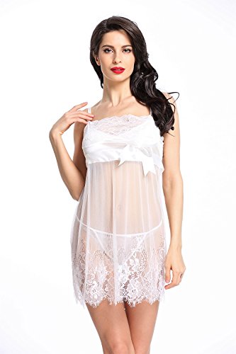 BeLuring Womens Sexy Sheer Floral Lace Babydoll Lingerie with G-string