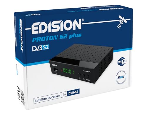 EDISION Proton S2 Plus Full HD Satelliten Receiver FTA, 2in1 Komfort-Fernbedienung, Unicable tauglich (DVB-S2, HDMI, SCART, S/PDIF, USB, LAN, USB WiFi