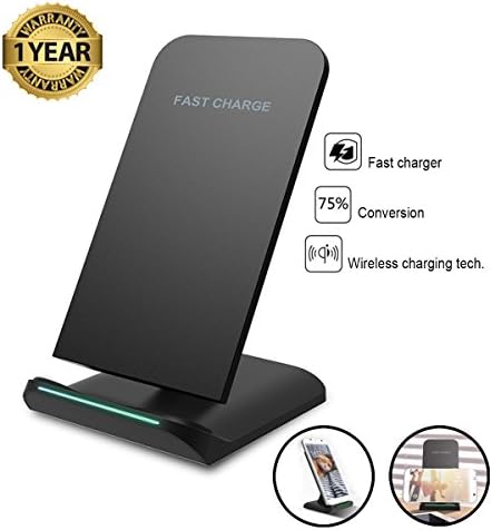 Wireles Charger Fast Charging Stand for Samsung Galaxy S8 S8+ S8 Plus S7 S7 Edge S6 Edge Plus Note 5 and All QI-Enabled Devices (Black)