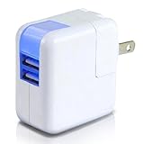 FLOWzzz Dual USB Fast Wall Charger Device For Apple iPhone, iPad, iPod, Samsung Galaxy S3, Motorola, HTC, Nokia 2.1 Amp 10W Travel Charging Device, Power Adapter - Protection Circuitry