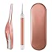 iDECO Ear Pick Set of Ear Pick Spoon and Ear Tweezers, Ear Wax Removal Tools with LED Light, Ear Cleaning Kit with Storage Box, Visible Ear Care Tool Accessories, Safe for Kids/Seniors (Rose Gold)
