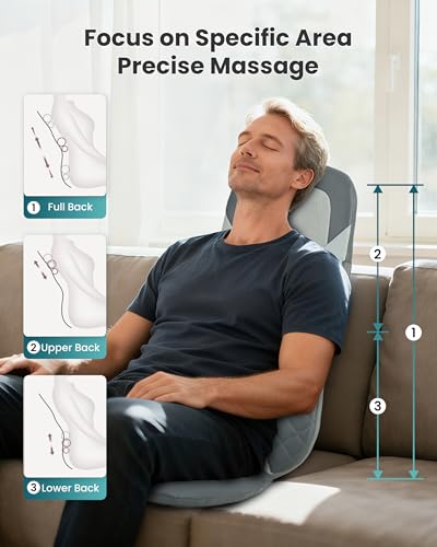 Snailax Shiatsu Back Massager with Heat,Full Back Massager for Relaxation,Longer Massage Chair Pad,Back Kneading Shiatsu or Rolling Massage for Chair, Fathers Day Dad Gifts for Men Husband
