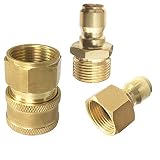 PLG Solid Brass High Pressure Washer Hose Adapter, M22 3/8" Coupler,Male & Female