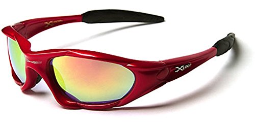 X-Loop Wrap Around Mens Sport Sunglasses - Red with Fire Lens