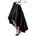 PERSUN Womens Taffeta High Waist Bowknot Front Hi-lo Prom Party Skater Skirt Black