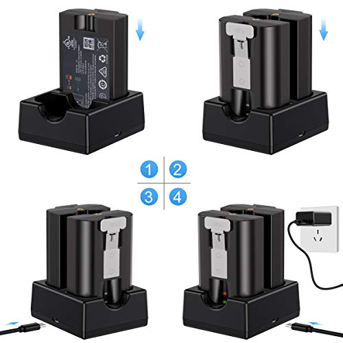 KIMILAR Battery Charger Compatible with Ring Video Doorbell 2, Spotlight Cam, Peephole Cam & Stick Up Cam, Dual Port Rechargeable Charging Station with Fast Charging Adapter (Batteries NOT Included) - Thumbnail 2