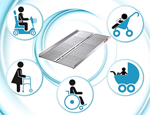 FTsolid Mobile Rollstuhlrampe aus Aluminium klappbar 60cm, 90cm, 120cm oder 150cm Länge x 70cm Breite, für Rollstuhl… – Bild 6