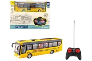 BEWINNER RC Truck Remote Control Bus, High Simulation All Directions Driving Rechargeable RC School Bus, for Children (Yellow)