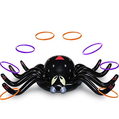 MeiGuiSha Halloween 50 Inch Huge Inflatable Spider Ring Toss Game with 8 Ring Toss...