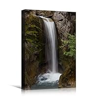 Canvas Wall Art Mountain Waterfalls Landscape Multicolor Photography Relax/Calm Traditional Waterfall - 12x18 inches