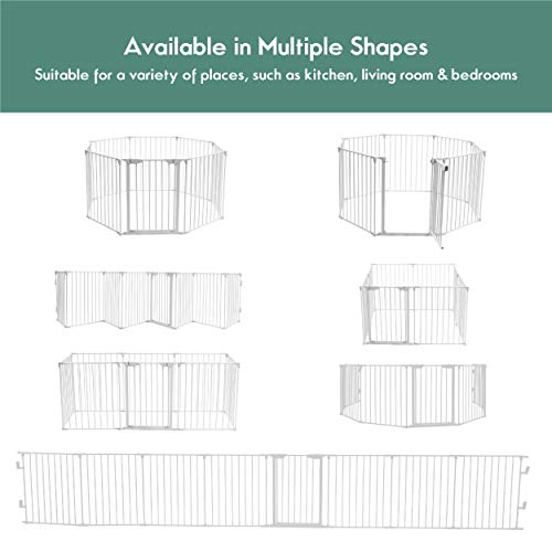 image for Costzon 204-Inch Wide Baby Safety Gate, 8-Panel Fireplace Fence with W
