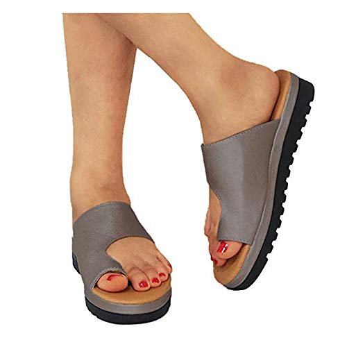 Kawaiine 2019 New Women Comfy Platform Sandal Shoes Summer Beach Travel Shoes Gray