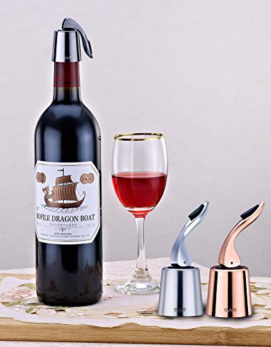 OWO Wine Stopper with Stainless Steel, Decorative Wine Saver Vacuum Plug with Silicone, Reusable Bottle Sealer Keeps Wine & Champagne Fresh (Triple-Color)