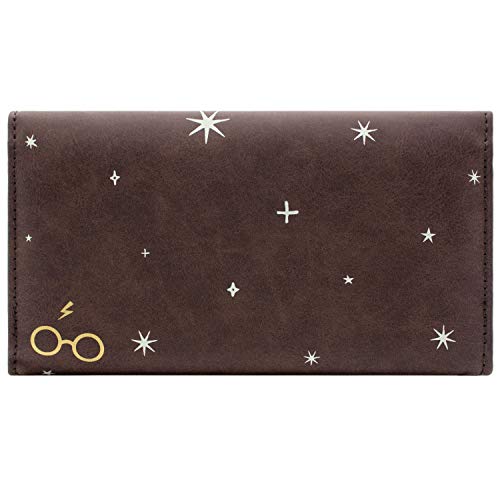 [- Harry Potter Hogwarts Crest Badge Brown Coin & Card Tri-Force Purse  -]