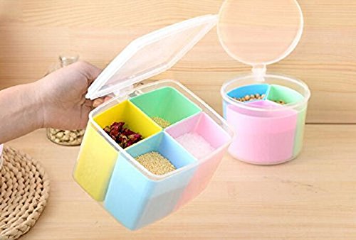 kitchen Storage Jar Seasoning Box Castor Storage Bottles Set Salt Jar 4 Grid