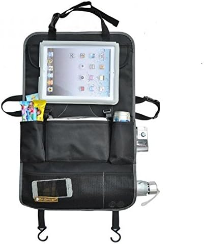 Stormiay Back Seat Travel Organiser Car Tidy Seat Back Hanging Storage Bag iPad Tablets Pockets Multiuse Vehicle Organizer Food Bottles Tissue Cellphone Holder (Dark Grey)