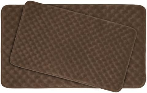 Bounce Comfort Extra Thick Memory Foam Bath Mat Set - Massage Plush 2 Piece Set with BounceComfort Technology, 20 x 32 in. Mocha