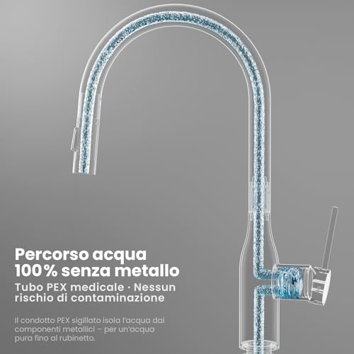 CECIPA Pull-Out Kitchen Tap with 2 Jets, High Arc Kitchen Mixer with Pull-Out Shower, 360° Swivel Sink Faucets with Hand Shower, Stainless Steel Mixer Tap