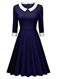 Miusol Women's Vintage Polo Neck 2/3 Sleeve 1920'S Evening Swing Dress
