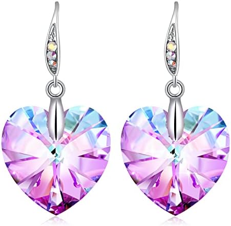 Rinhoo Love Heart Crystal Ear Stud Earrings – Gold Plated, Rhinestone, Drop Dangle For Women