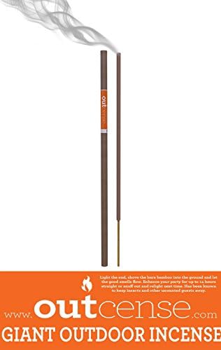 OUTcense 5-Foot Tall Mosquito and Bug Repellent All-Natural Outdoor and Garden Incense Stick with 14 Hour Burn Time MADE IN THE USA - Citronella, Sage, Dragon's Blood and Nag Champa