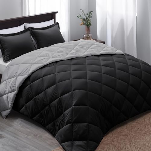 Basic Beyond Queen Bedding Set - Black, 1 Comforter (88x92) and 2 Pillow Shams (20x26+2)