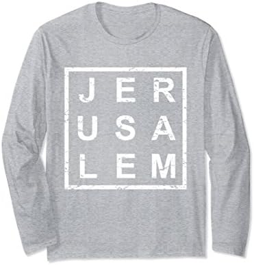 Unisex Stylish Jerusalem Long Sleeve T-Shirt XL: Heather Grey