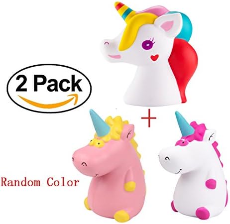 Fun Animal Squishy,Bagvhandbagro 1Pcs Hippo+1 Pcs Unicorn Head Squishy Jumbo Slow Rising Kawaii Cute Cream Scented Decompression Squeeze Toys for Collection Gift or Stress Relief