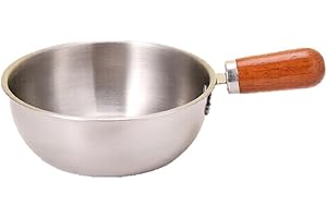 KoiLykke for Stainless Steel Frying Pan with Wooden Handle, 15 cm, Induction Gas Stoves, Butter Melting, Salad Bowl, Single S