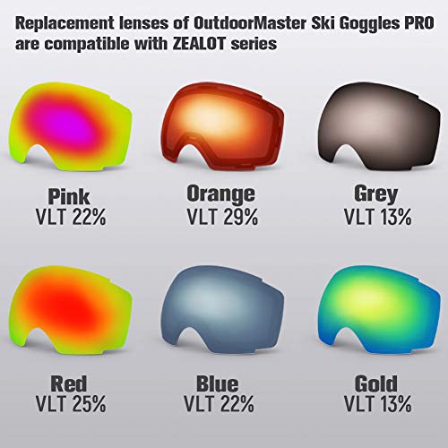 Zealot Ski Goggles, ExAntiFog Color Optimized Snowboard Goggles
