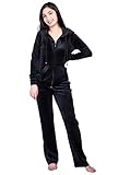 Dolcevida Women's Active Solid Velour Tracksuit Zip up Hoodie & Pullover Sweatshirts and Sweat Pant Sweatsuit