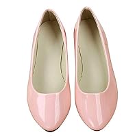 DeerYou Women Ballet Flats Pointy Toe Slip On Comfort Classic Ballerina Walking Shoes Patent Pink US 6