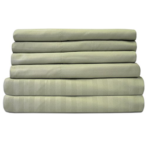 Sweet Home Collection 6 Piece 1500 Thread Count Egyptian Quality Deep Pocket Bed Sheet Set - 2 Extra Pillow Cases, Great Value, Dobby Sage, Full
