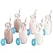 VonShef Set of 6 Retro/Vintage 10-Oz Milk Bottle Drinking Glass Set with Reusable Straws & Lids