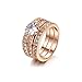 Zealmer Rose Gold Plated Round Cut Solitaire Cubic Zirconia CZ Diamond Halo Stackable Bridal Ring Set