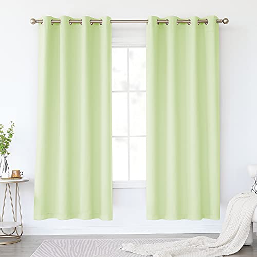 KEQIAOSUOCAI Light Green Blackout Curtains 72 Inch for Bedroom - Grommet Window Drapes Room Darkening Thermal Insulated Mint Green Curtain for Living Room, 2 Panels, 52 x 72 Inches