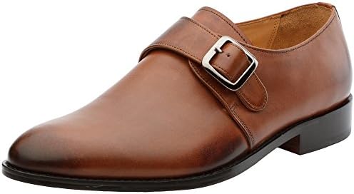 3DM Lifestyle Handcrafted Genuine Leather Men's Single Monk Strap Modern Classic Dress Shoes